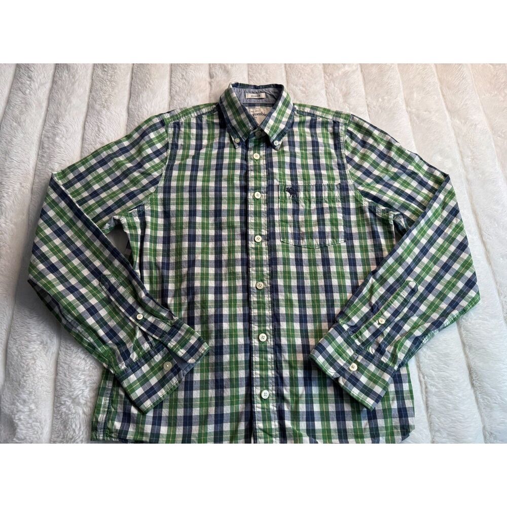 Abercrombie & Fitch Kids Long-sleeve Button Down Shirt Muscle Boys XLGreenPlaid